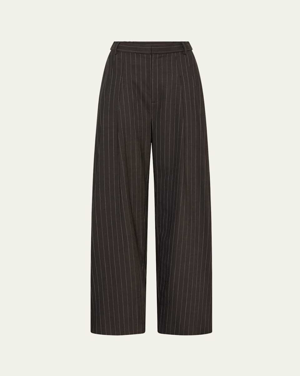 Pinstripe Wool Tapered Pants